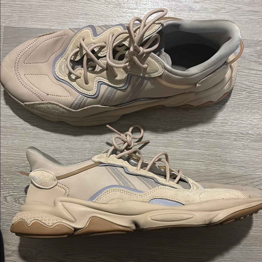 Adidas Beige and Gray Athletic Shoes